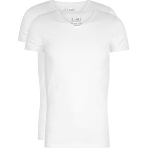 RJ Bodywear Everyday Den Bosch T-shirts (2-pack), heren stretch T-shirts V-hals, wit -  Maat: M