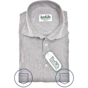 Ledub modern fit overhemd, korte mouw, structuur, middengroen