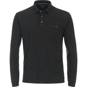 CASA MODA comfort fit polo lange mouw, antracietgrijs gestreept -  Maat: 3XL