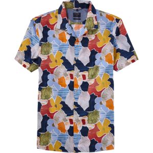 OLYMP Casual modern fit overhemd, korte mouw, popeline, rood dessin