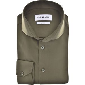 Ledub slim fit overhemd, popeline, donkergroen