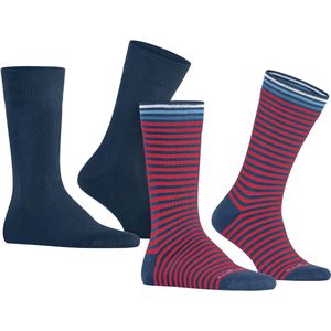 Burlington Everyday Stripe 2-Pack herensokken, blauw (blue mirage)