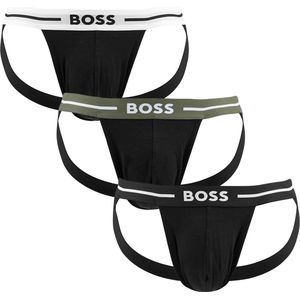 HUGO BOSS jockstrap Bold (3-pack), heren jockstraps, zwart met gekleurde tailleband