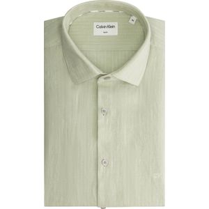 Calvin Klein slim fit overhemd, Linen Stripe Slim Shirt, groen gestreept 40