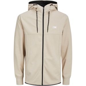 JACK & JONES Air sweat zip hood regular fit, heren sweatvest katoenmengsel met capuchon, beige melange