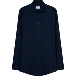 Seidensticker regular fit overhemd, twill, blauw 46