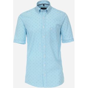 CASA MODA Sport comfort fit overhemd, korte mouw, popeline, turquoise gestreept 53/54