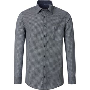 CASA MODA Sport casual fit overhemd, twill, blauw met wit en groen dessin