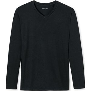 SCHIESSER Mix+Relax T-shirt, heren shirt lange mouwen v-hals zwart -  Maat: 3XL