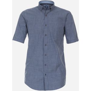 3 voor 99 | Redmond comfort fit overhemd, korte mouw, popeline, blauw geruit 43/44