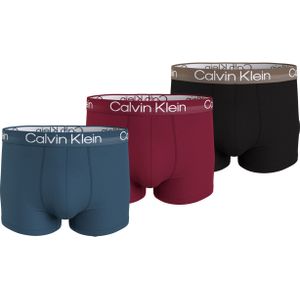 Calvin Klein Trunk (3-pack), heren boxers normale lengte, petrol, donkerrood, zwart -  Maat: XS