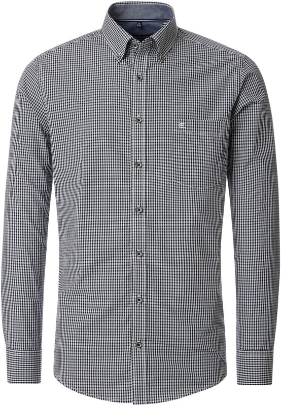 CASA MODA Sport casual fit overhemd, mouwlengte 72 cm, dobby, blauw met wit en groen geruit