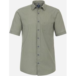 3 voor 99 | Redmond comfort fit overhemd, korte mouw, popeline, olijfgroen dessin 53/54