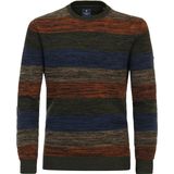 Redmond - Gebreide Trui - Groen Gestreept - O-hals - Middeldik