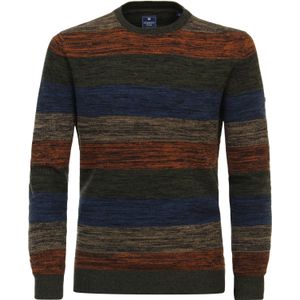 Redmond - Gebreide Trui - Groen Gestreept - O-hals - Middeldik