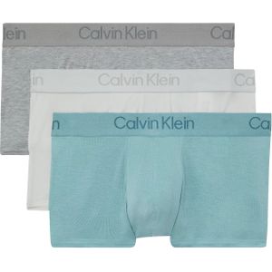 Calvin Klein Trunks (3-pack), heren boxers normale lengte, groen, lichtgrijs, grijs melange