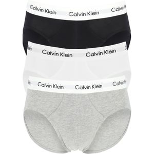 Calvin Klein hipster brief (3-pack), heren slips, zwart, wit, grijs met witte band -  Maat: L