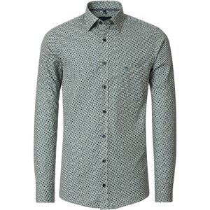CASA MODA - Sport Comfort Fit Overhemd - Groen Dessin - Strijkvriendelijk