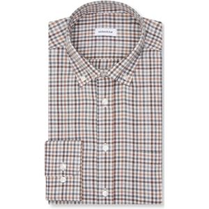 Seidensticker - Flanellen Overhemd - Zwart - Regular 1/1 Button-down Kraag Ruit