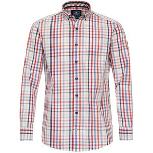 Redmond - Comfort Fit Overhemd - Rood Geruit - Popeline - Strijkvriendelijk