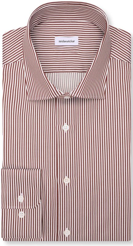Seidensticker - Businessoverhemd - Bordeaux - Slim 1/1 Kent Kraag Gestreept