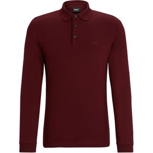 BOSS Pado regular fit polo lange mouw, jersey, rood