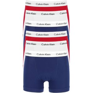 Actie 6-pack: Calvin Klein trunks, heren boxers normale lengte, rood, wit en blauw -  Maat: S