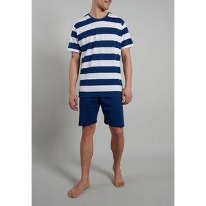 Ceceba heren shortama O-hals, lichtblauw gestreept