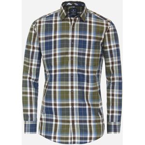 3 voor 99 | Redmond modern fit overhemd, popeline, bruin geruit 47/48