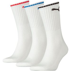 Puma Crew Sock Stripe (3-pack),  sokken, wit gestreept -  Maat: 43-46