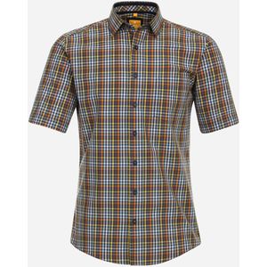3 voor 99 | Redmond modern fit overhemd, korte mouw, popeline, geel geruit 39/40