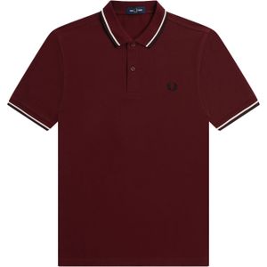 Fred Perry M3600 polo twin tipped shirt, pique, Bordeaux-Ecru -  Maat: XL