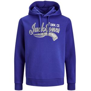 JACK & JONES Logo sweat hood regular fit, heren hoodie katoenmengsel met capuchon, kobaltblauw