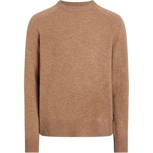 Calvin Klein heren pullover wol, donker camel melange - Maat: S