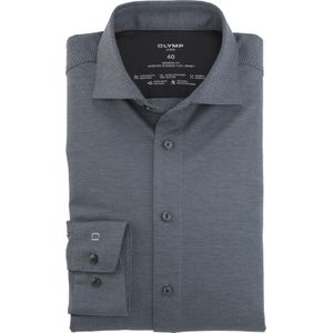 OLYMP Luxor 24/7 modern fit overhemd, tricot, antraciet dessin