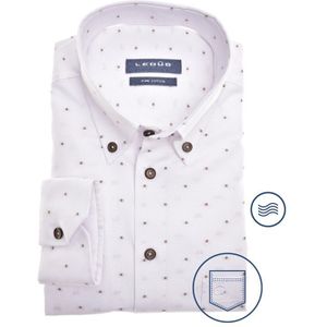 Ledub modern fit overhemd, wit met beige stipjes