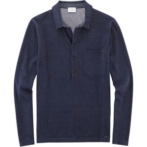 OLYMP Level Five body fit polo lange mouw katoen, marineblauw (gebreid)