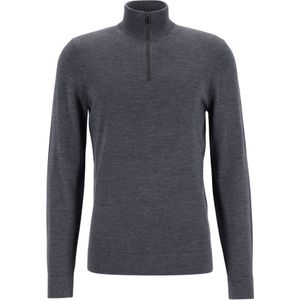 Calvin Klein trui met rits wol, grijs melange -  Maat: XL