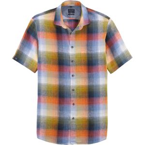 OLYMP Casual modern fit overhemd, korte mouw, structuur, rood geruit