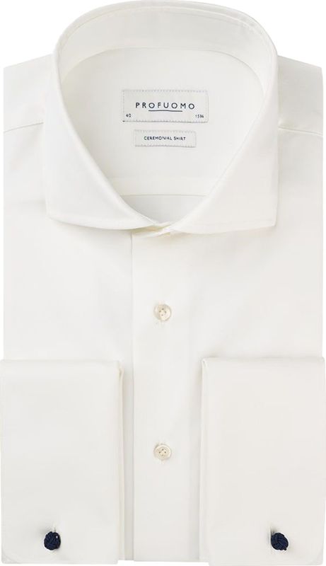 Profuomo - Slim Fit - Heren Overhemd - Offwhite - Dubbele Manchetten