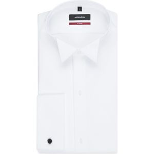 Seidensticker regular fit overhemd, smoking overhemd enkel manchet, popeline, wit