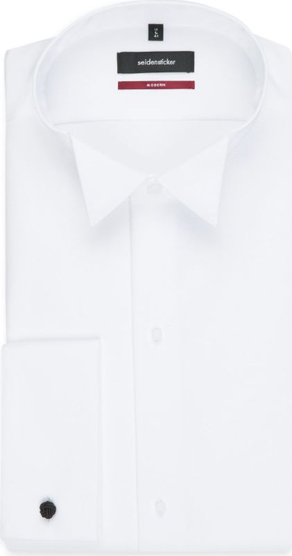 Seidensticker regular fit overhemd, smoking overhemd enkel manchet, popeline, wit