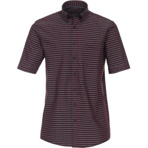 CASA MODA - Sport Comfort Fit Overhemd - Rood Geruit - Korte Mouw - Strijkvriendelijk