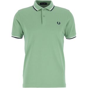 Fred Perry M3600 polo twin tipped shirt, heren polo, Pistachio / Snow White / Dark Carbon -  Maat: 3XL