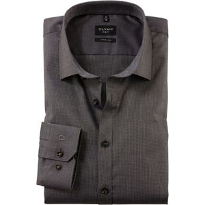 OLYMP No. 6 Six super slim fit overhemd, structuur, grijs