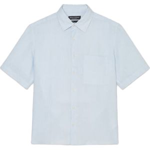 Marc O'Polo regular fit heren overhemd, korte mouw, structuur, lichtblauw