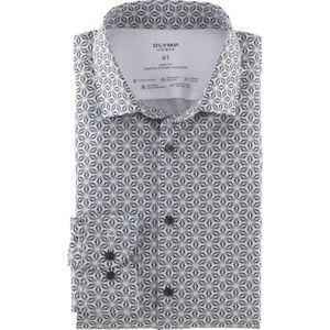 OLYMP 24/7 Level 5 body fit overhemd, Dynamic Flex, zwart dessin