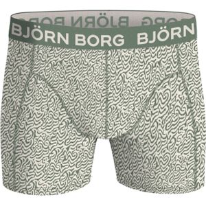 Bjorn Borg Cotton Stretch boxers, heren boxers normale lengte (1-pack), groen met wit dessin -  Maat: L