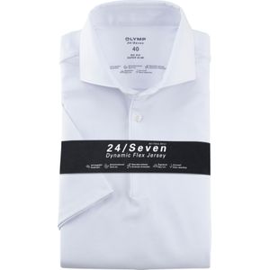 OLYMP 24/7 No. 6 Six super slim fit overhemd, korte mouw, tricot, wit 42