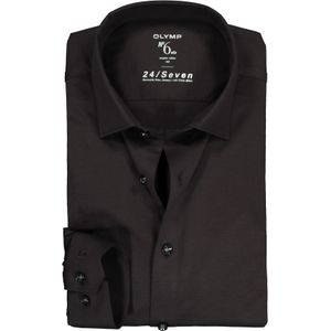 OLYMP No. Six 24/Seven super slim fit overhemd, tricot, zwart 44